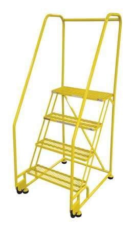 Premium 4 Steps, 40" H Steel Rolling Ladder, 450 lb. Load Capacity-The Premium World